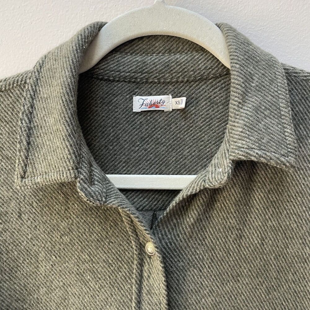 Faherty Legend Sweater Dress Olive Green Melange Twill Long Sleeve Soft Size XS - Picture 6 of 8